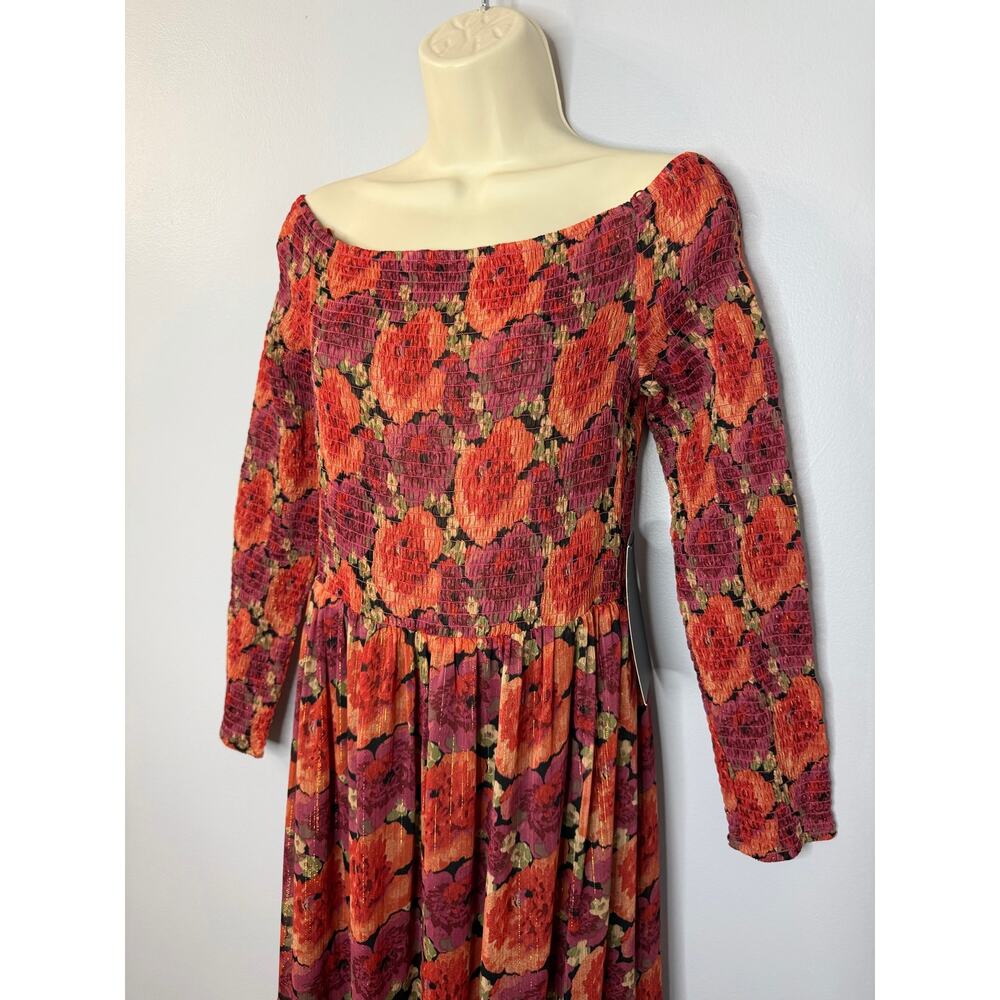 POMANDER PLACE Tuckernuck Rose Chiffon Joni Midi Dress Off Shoulder Sz L New - Picture 6 of 14